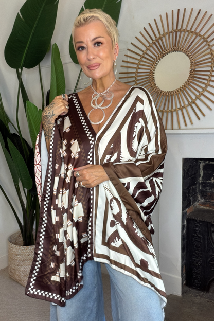 Reverse Print Poncho Top