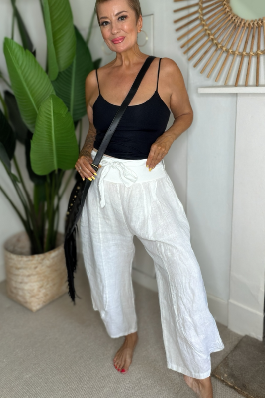 Linen Barrel Leg Trousers
