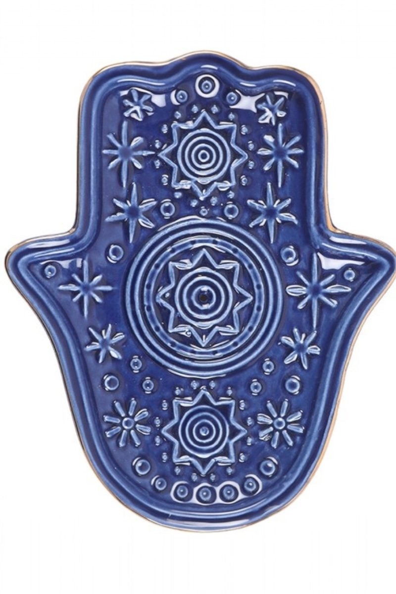 Dark Blue Hamsa Incense Holder