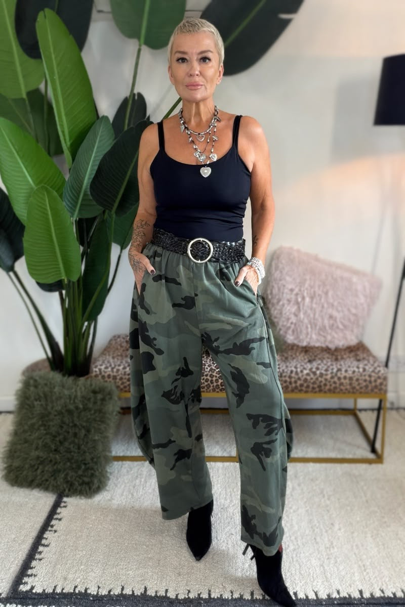PRE ORDER Camo Barrel Leg Joggers