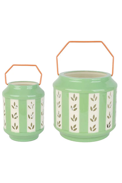 Green Enamel Lanterns Set