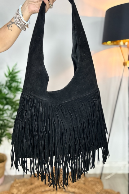 Fran Fringed Faux Suede Bag