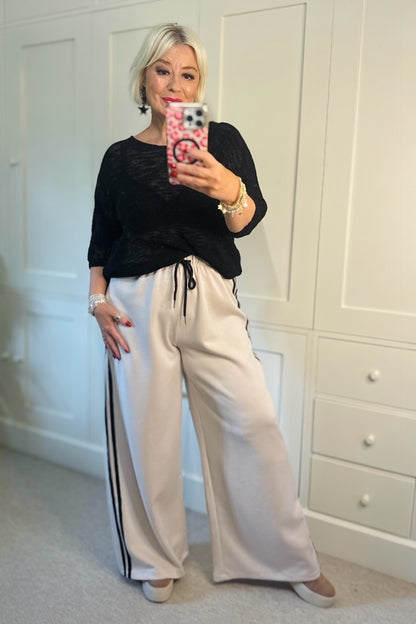 Sara Side Stripe Wide Leg Trousers