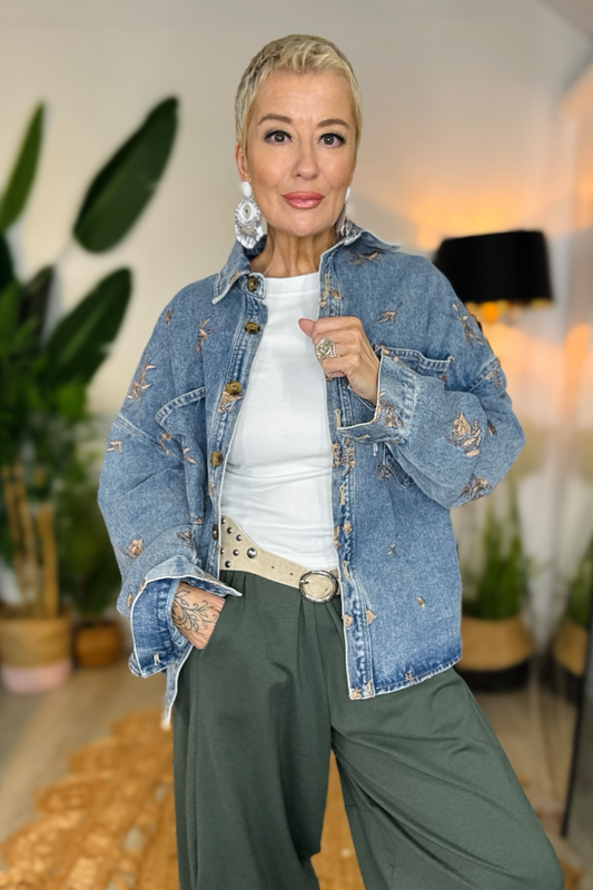 Denim Blossom Shacket