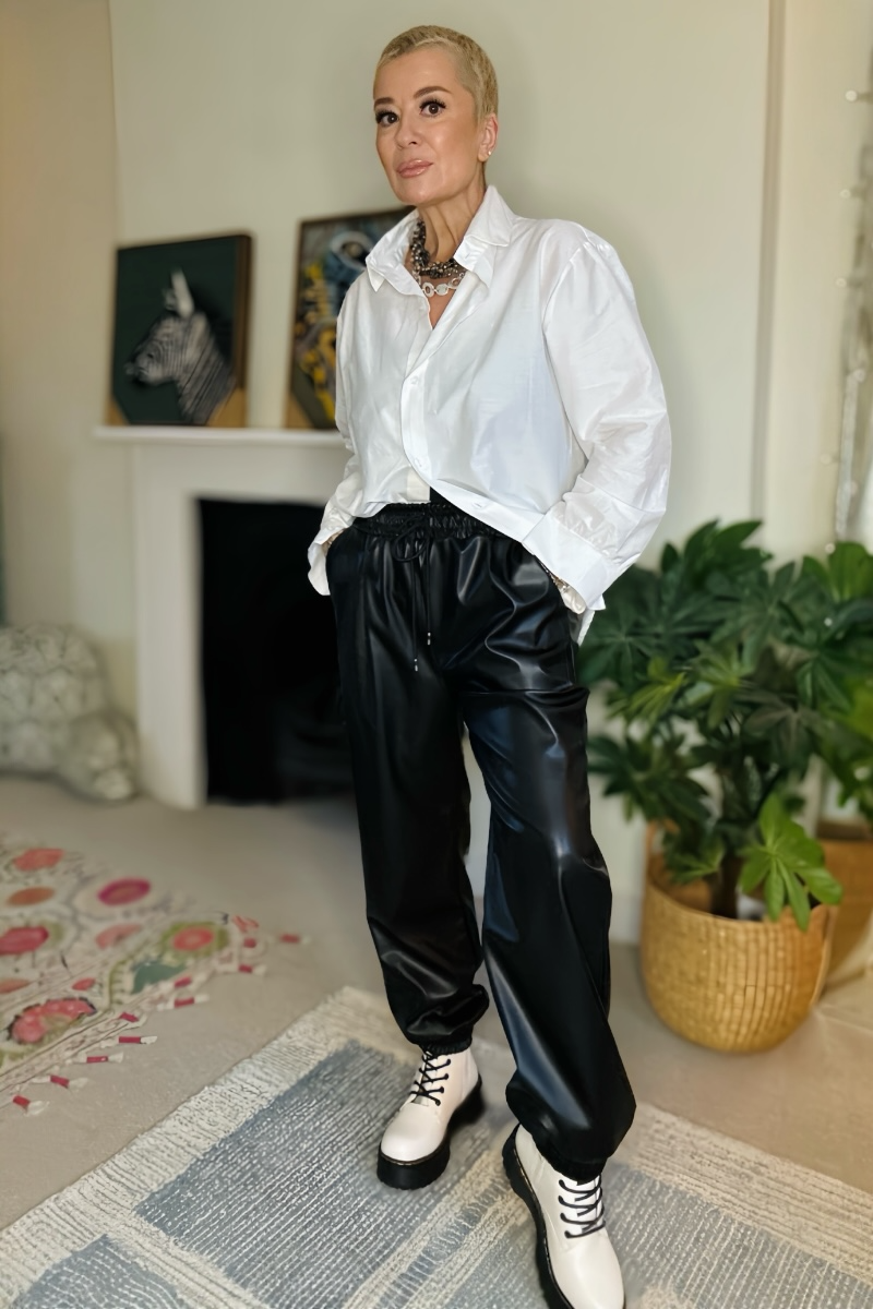 Faux Leather Joggers