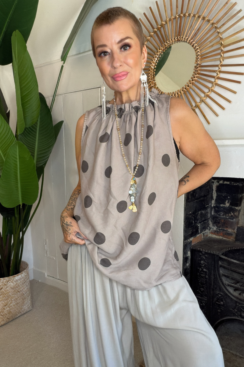 Polka Dot Sleeveless Top