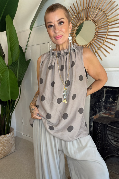 Polka Dot Sleeveless Top
