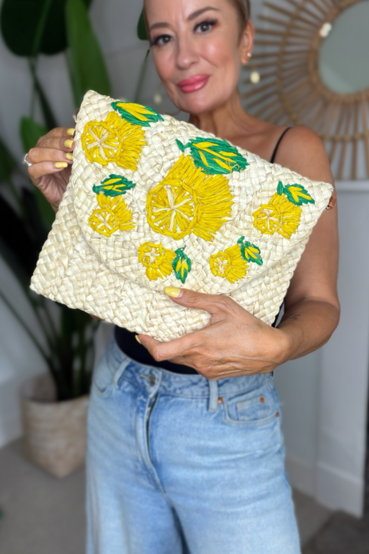 Limoncello Woven Clutch Bag