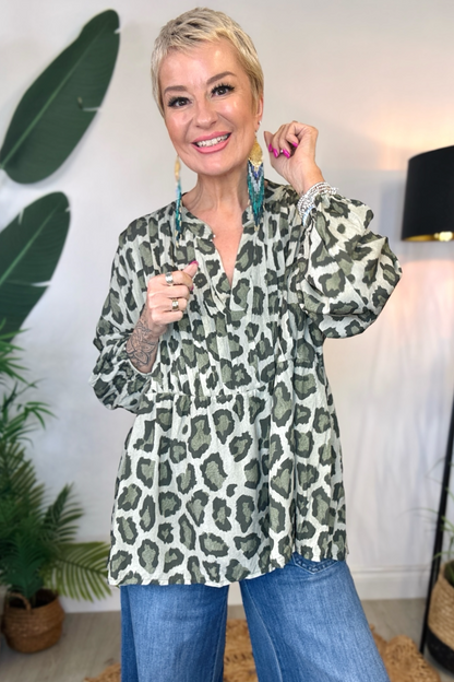 Leopard Print Smock Top