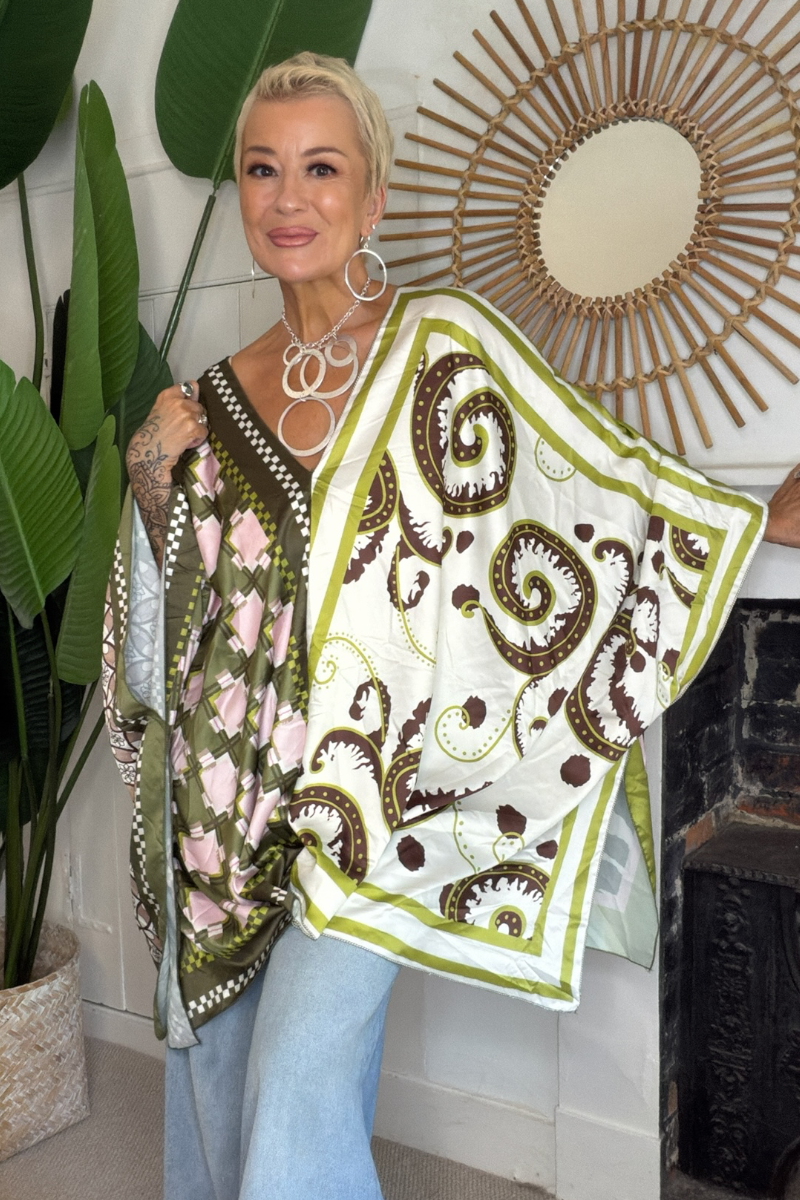 Reverse Print Poncho Top