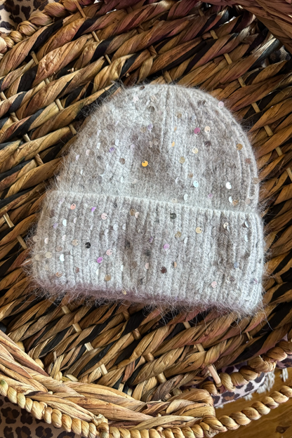 Cashmere Sequin Beanie