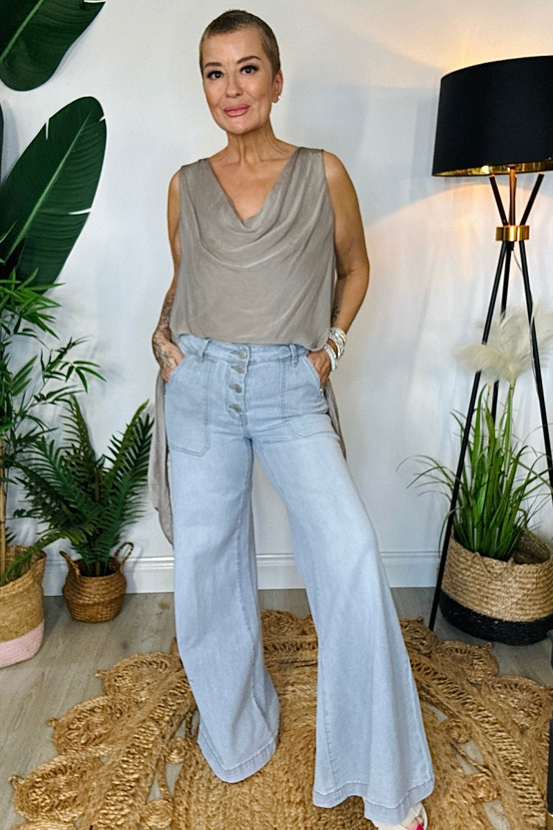 Marnie Flare Jeans - Silver Grey