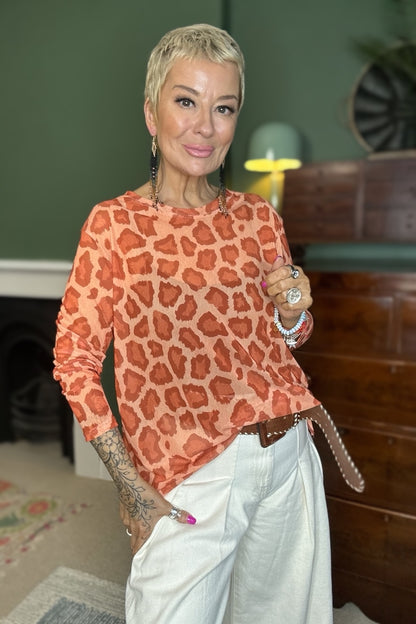 Luna Animal Print Mesh Top