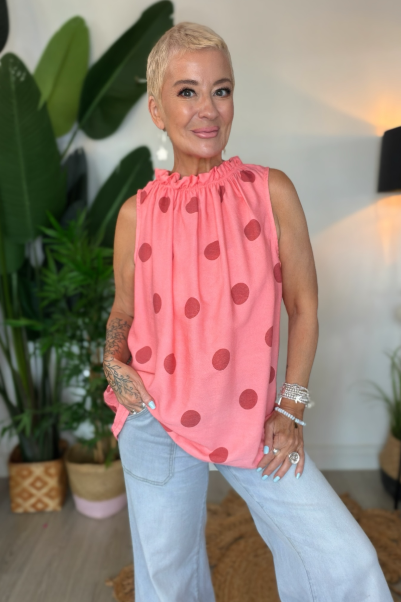 Polka Dot Sleeveless Top