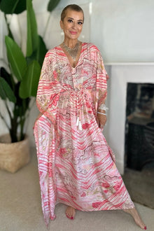 Vintage Indian Silk Swirl Print Maxi Dress