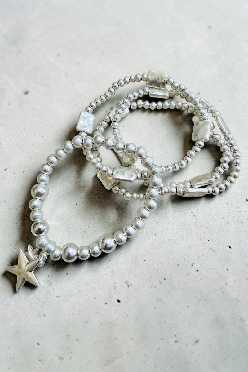 Double Star Silver Ball Bracelet