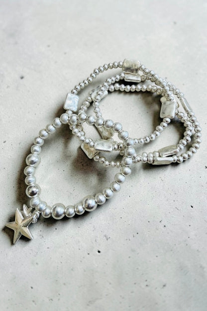 Double Star Silver Ball Bracelet