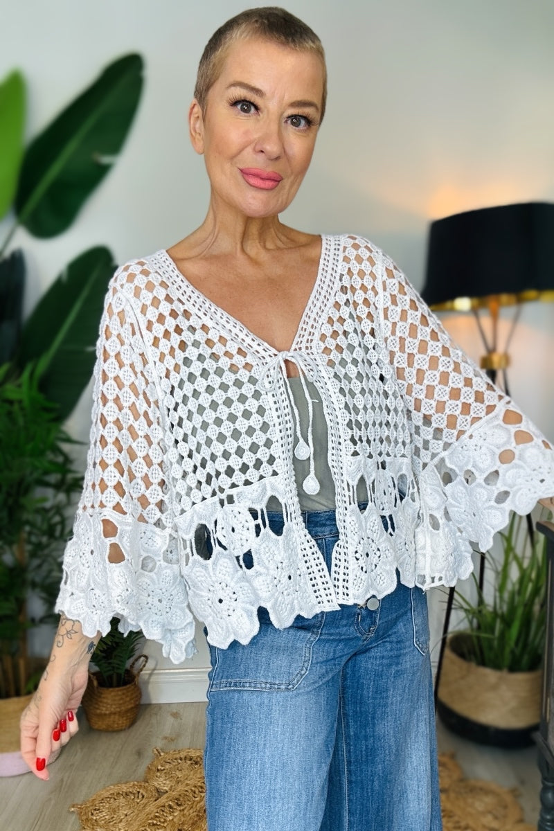 Crochet Tie Front Cardigan