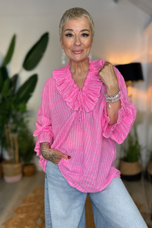 Pink Stripe Frill Shirt
