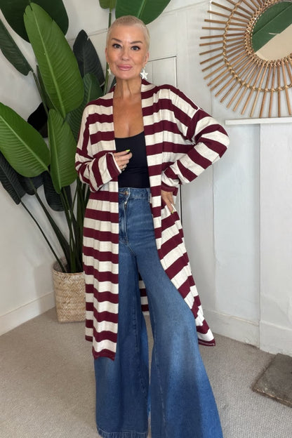 Billie Stripe Longline Cardigan