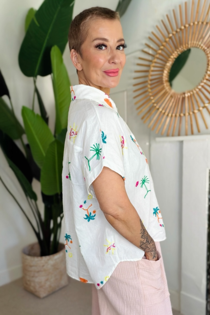 Sun & Palm Embroidered Shirt