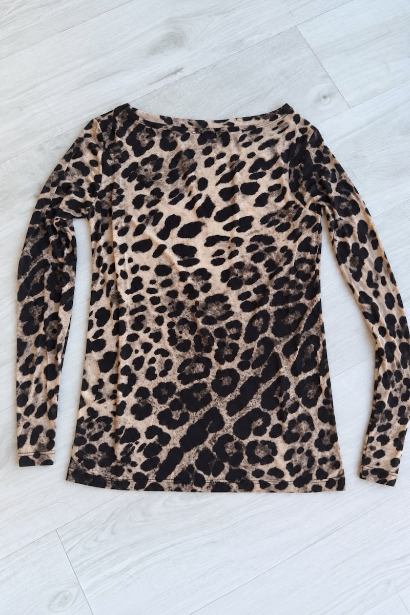 Sheerest Cashmere Mix Knitted Top - Leopard