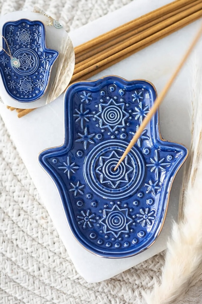 Dark Blue Hamsa Incense Holder