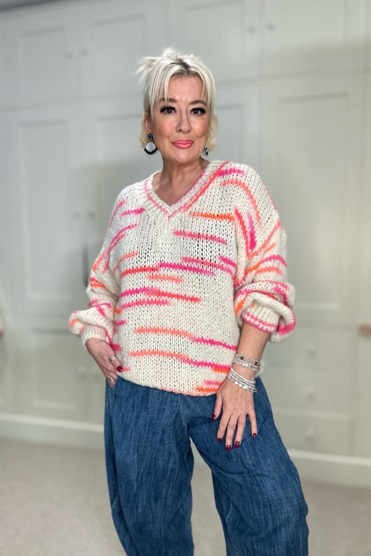 Tilly Neon Stripe Knitted Jumper