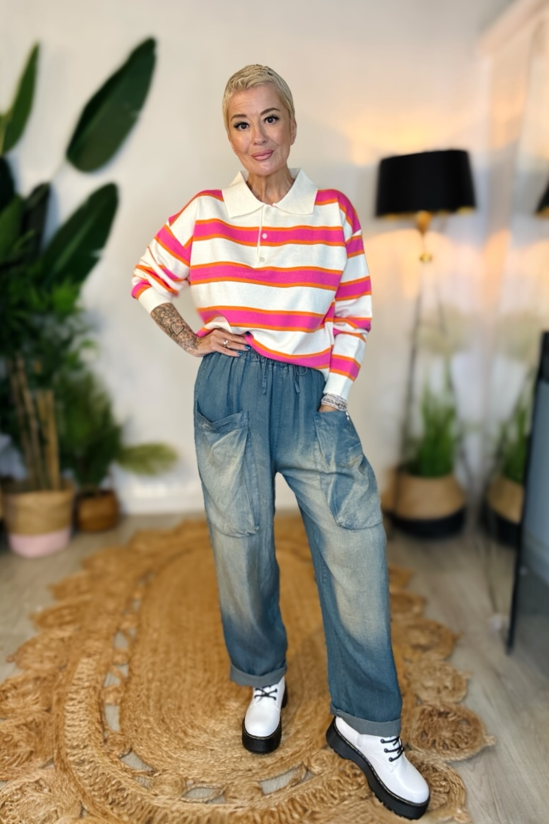 Vintage Wash Denim Trousers
