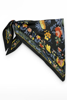 Triangle Silky Flower Scarf - Blue