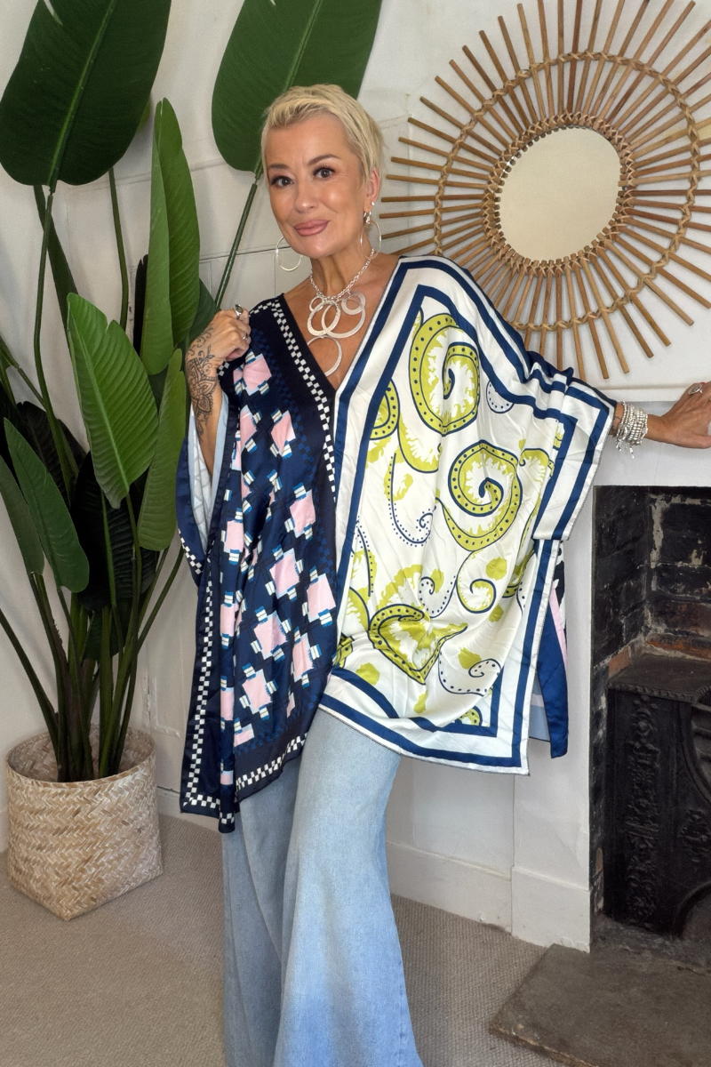 Reverse Print Poncho Top