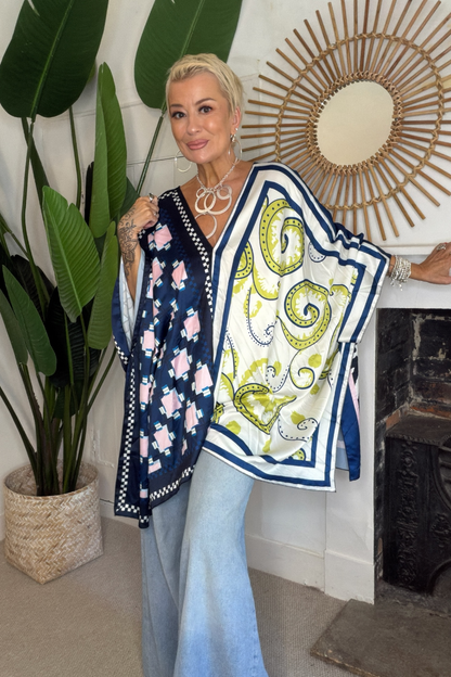 Reverse Print Poncho Top