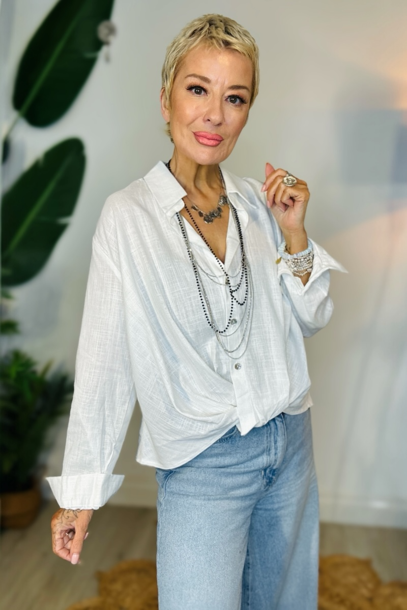 Effortless Twist Linen Blend Blouse