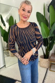 Sheerest Cashmere Mix Knitted Top  - Zebra