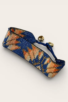 Royal Blue & Peach Lotus Leaf Beaded Bracelet