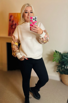 Zanna Sequin Sleeve Knitted Jumper - Star