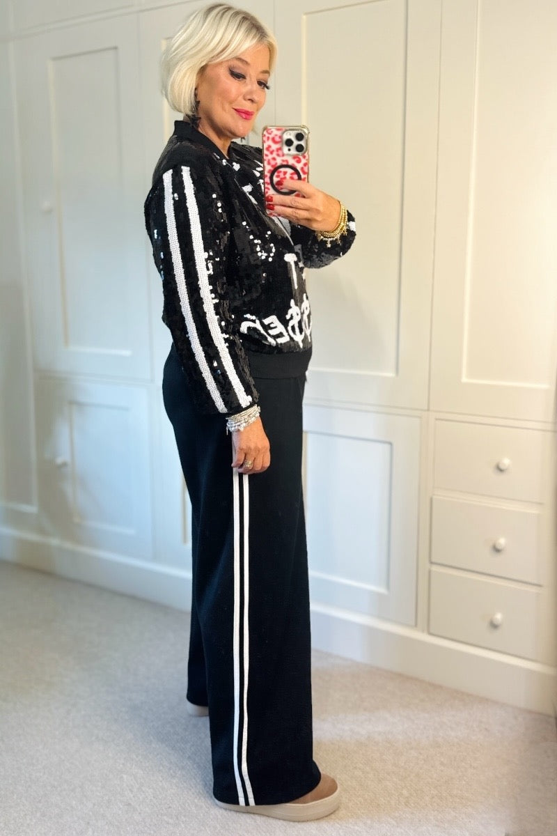 Sara Side Stripe Wide Leg Trousers