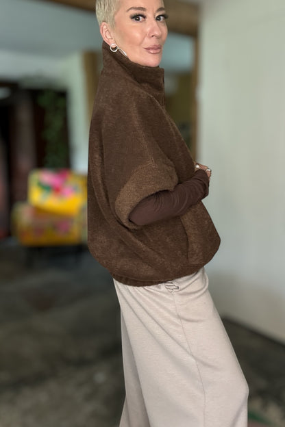 Caped Sleeve Zip Up Jacket