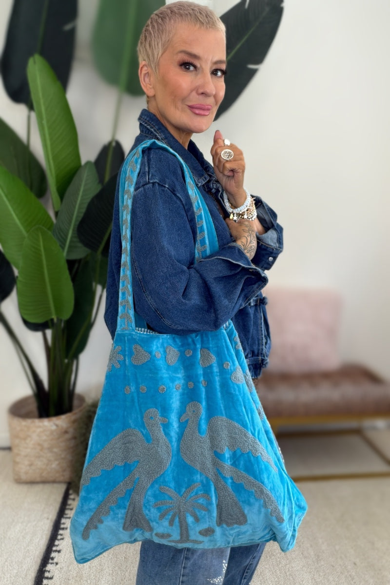 Leila Loves Free Spirit Oversized Velvet Tote Bag