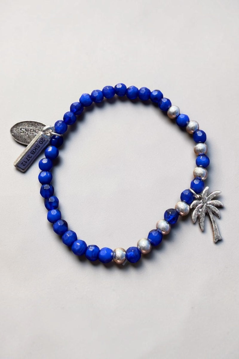 Blue Beaded Palm Bracelet