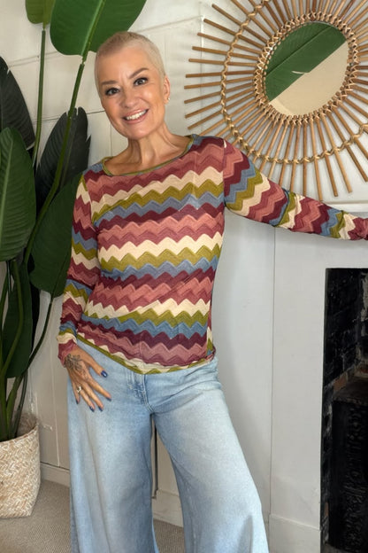 Sheerest Chevron Knitted Top