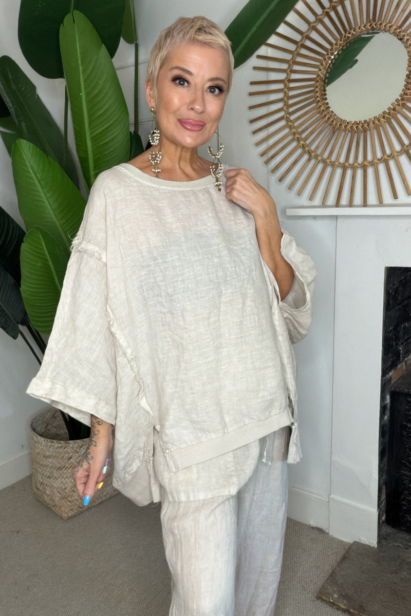 Relaxed Fit Linen Top