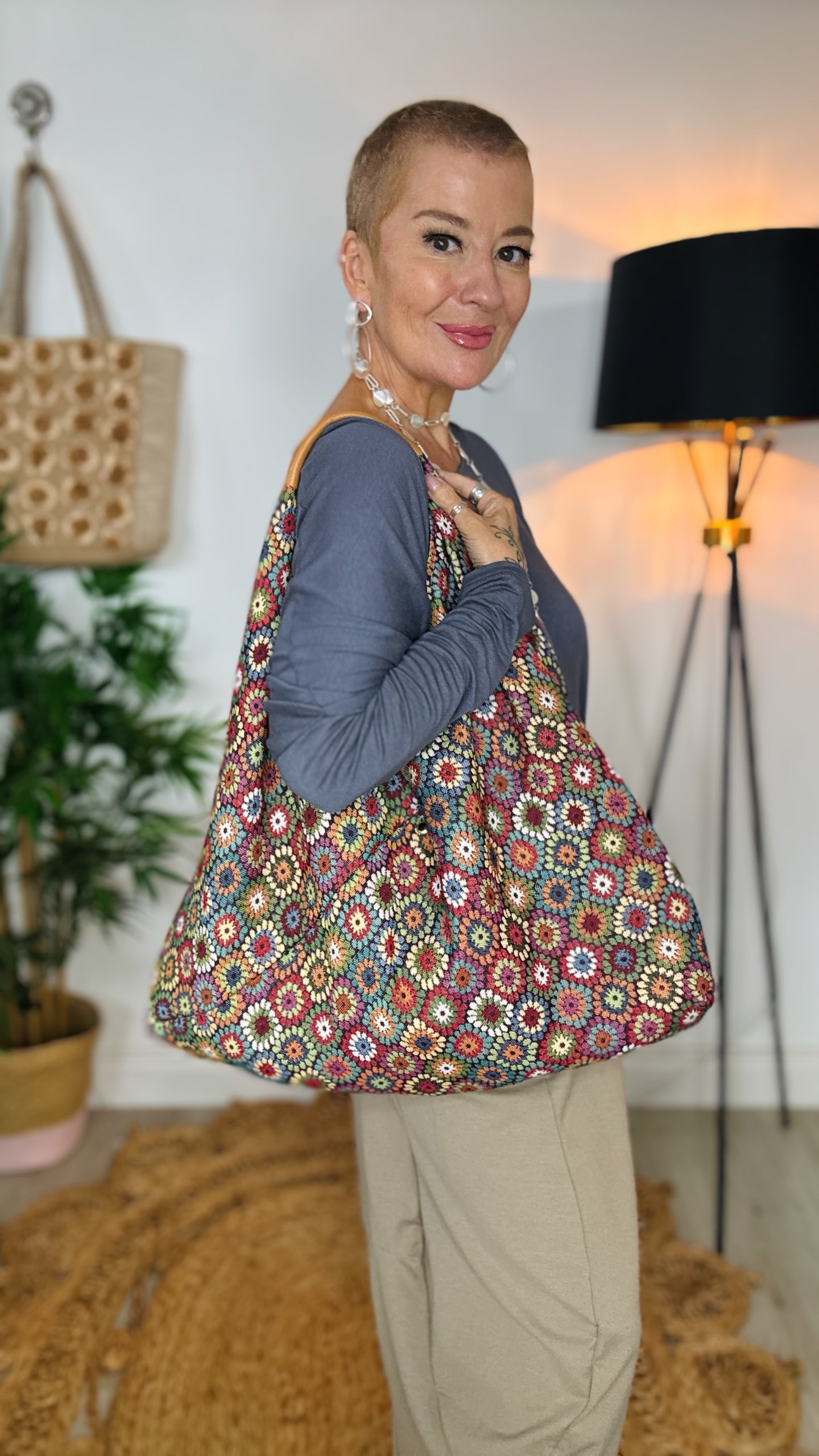 Roma Slouch Hobo Bag - Flower