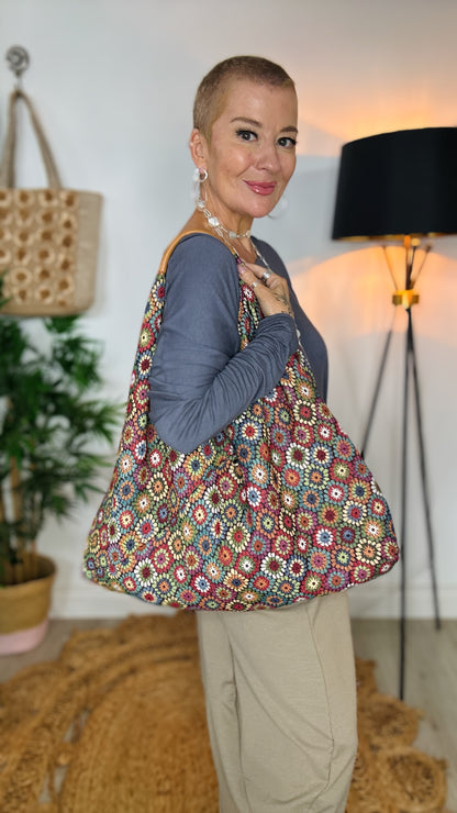 Roma Slouch Hobo Bag - Flower