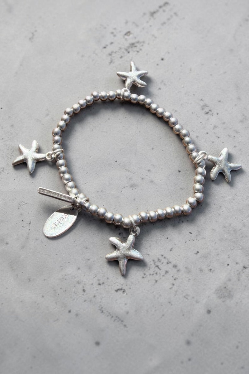 Silver Beaded Multi Star Bracelet