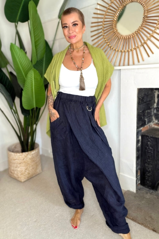 Cross Front Linen Trousers