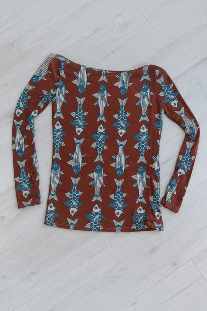 Sheerest Cashmere Mix Knitted Top - Fish