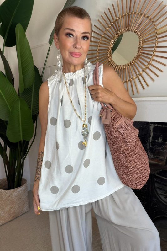 Polka Dot Sleeveless Top
