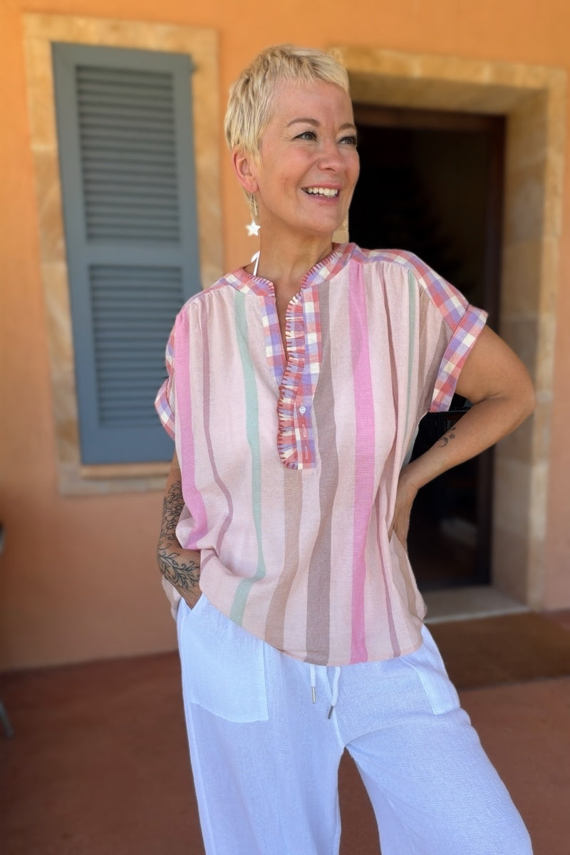 Gingham & Stripe Blouse