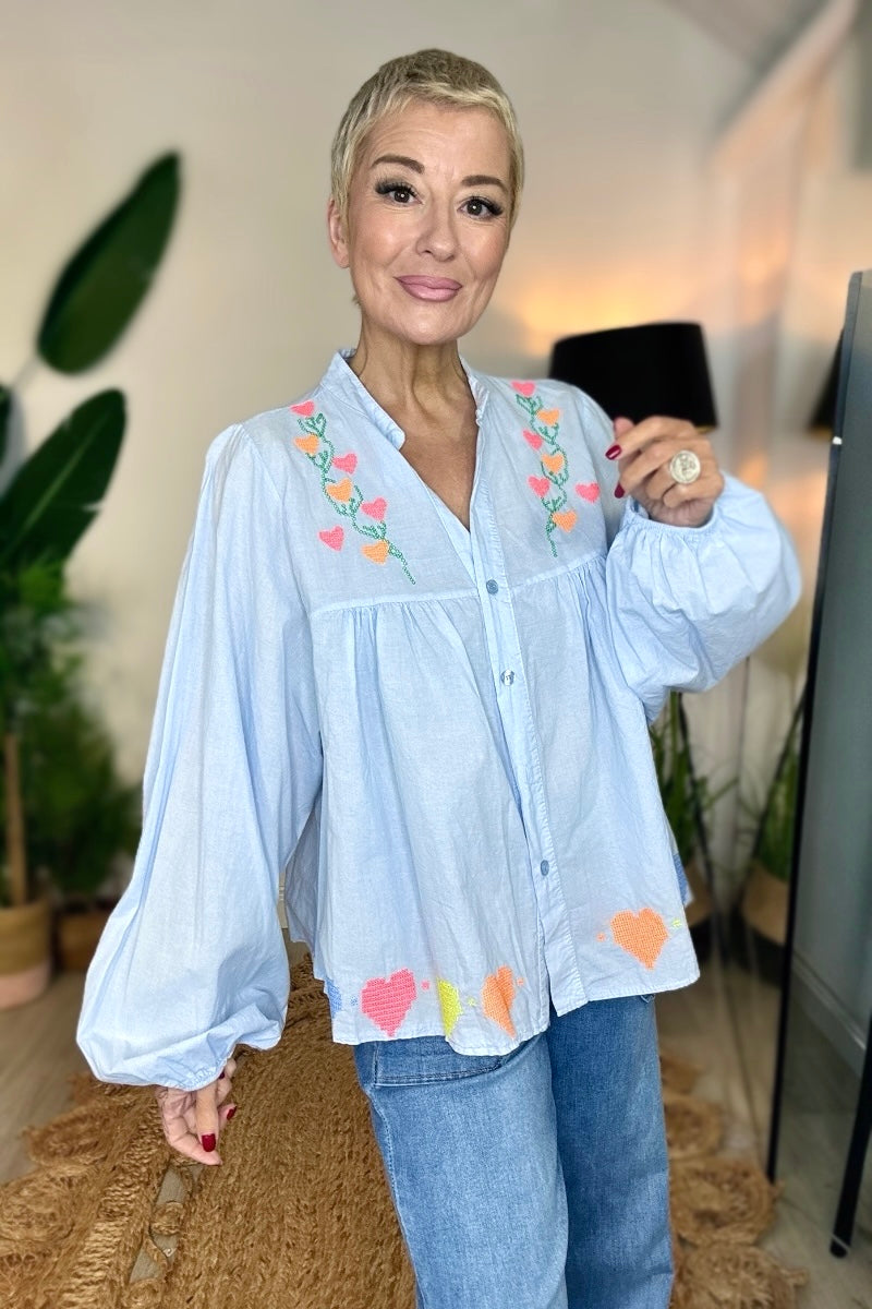 Embroidered Heart Blouse